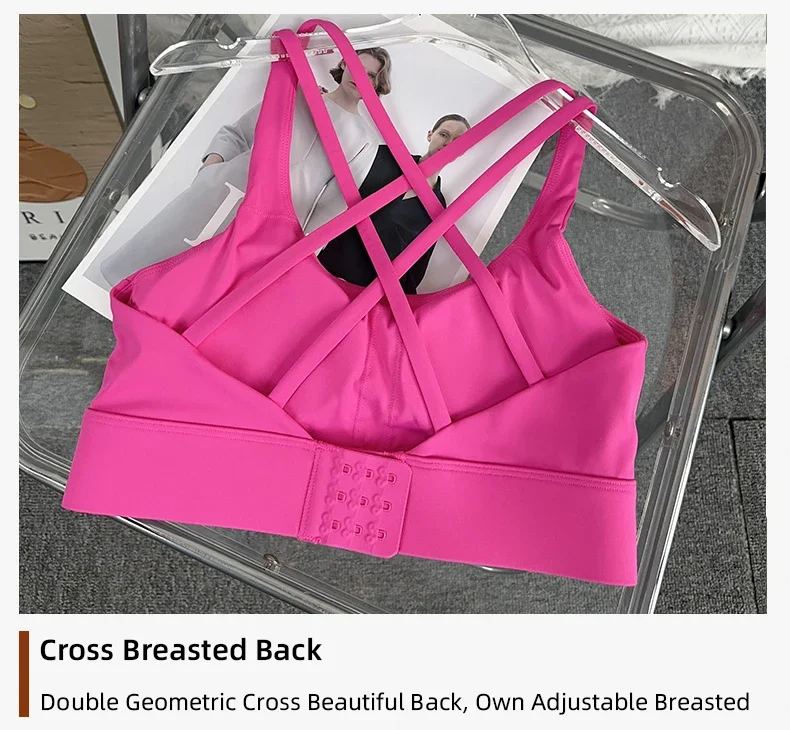 Einfarbiges Damen-Gym-Yoga-Set, sexy Rückenfreier BH mit verstellbaren Schnallen, hochtaillierte, hüfthebende Leggings, bequeme Trainingssets – Detail 5