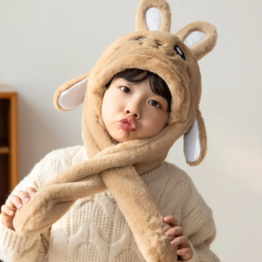 Chapéus de inverno de pelúcia orelha em movimento pulando chapéus orelha de coelho bonito coelho de pelúcia bonés de inverno novidade criativo coelho orelha bonés crianças