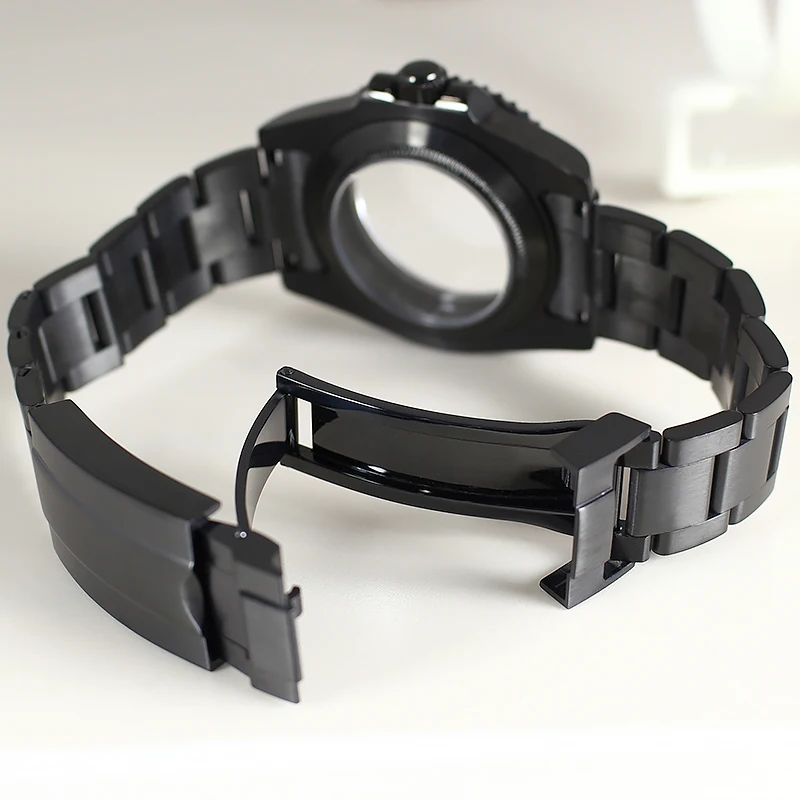 PVD Black 40mm Men's Watch Case For SUB GMT Yacht Seiko NH35 NH36 NH34 NH38 4R36 Miyota8215 Eta2824 Movts 20ATM Sapphire crystal