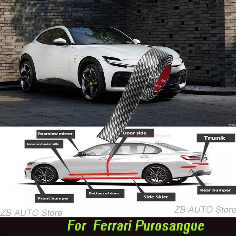 For Ferrari Purosangue Strong adhesive bumper strip, front and rear lip side skirts, collision and scratch resistant, suitable