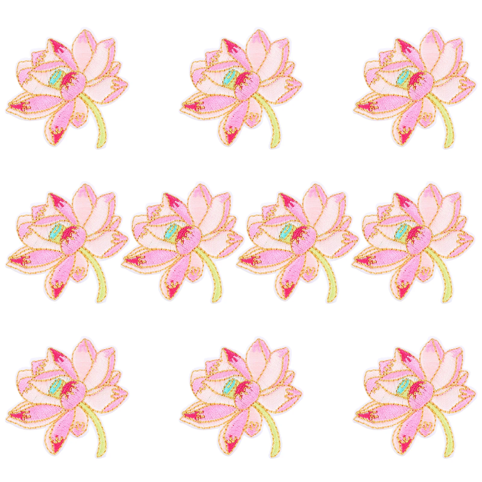 

10Pcs Lotus Patch Embroidered Iron on Sewing Patches for Clothes Decorative Appliques Lotus Flower Patch for DIY Craft