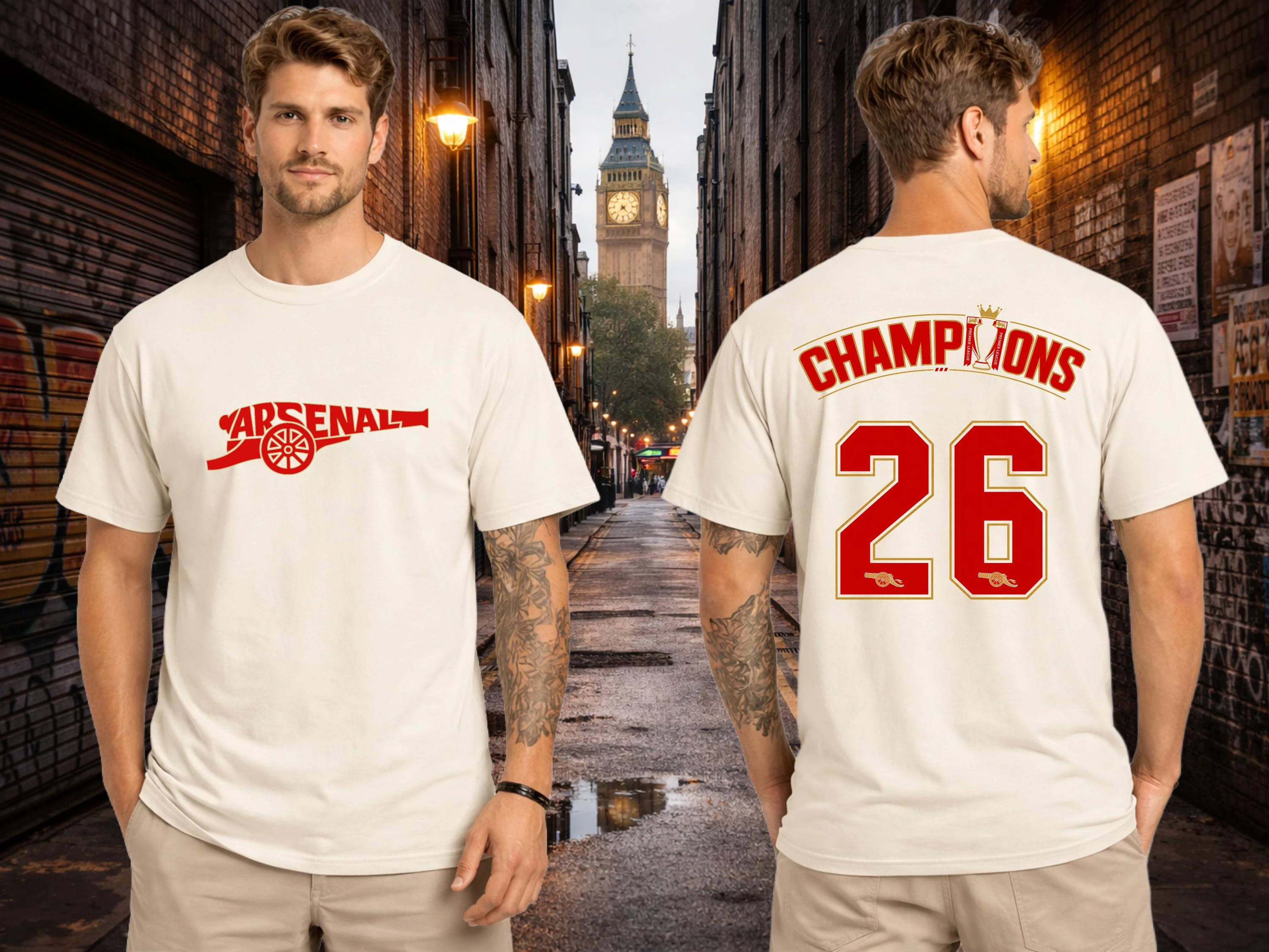 2026 Soccer League Champs Champions Arsenal Casual Summer Men's Women's Streetwear Y2k Style Sportswear Retro Shirt