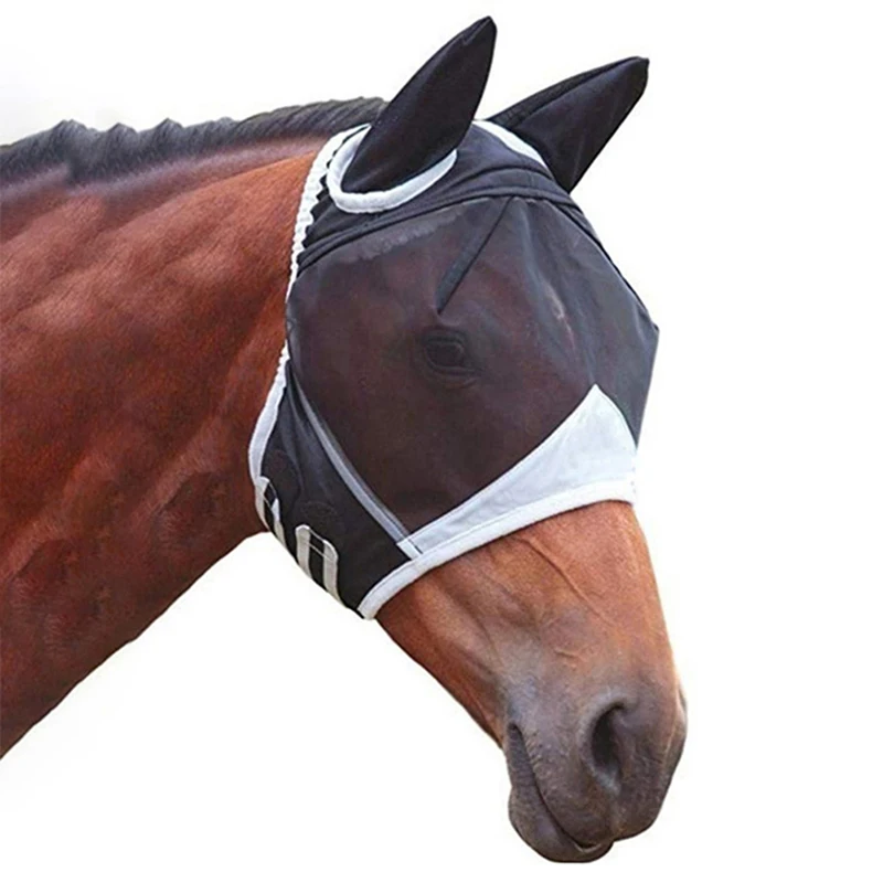 Stretch Horse Face Shield Mesh Mosquito Repellent Cover Horse Fly Insect And Fly Protection Mask Equestrian Supplies