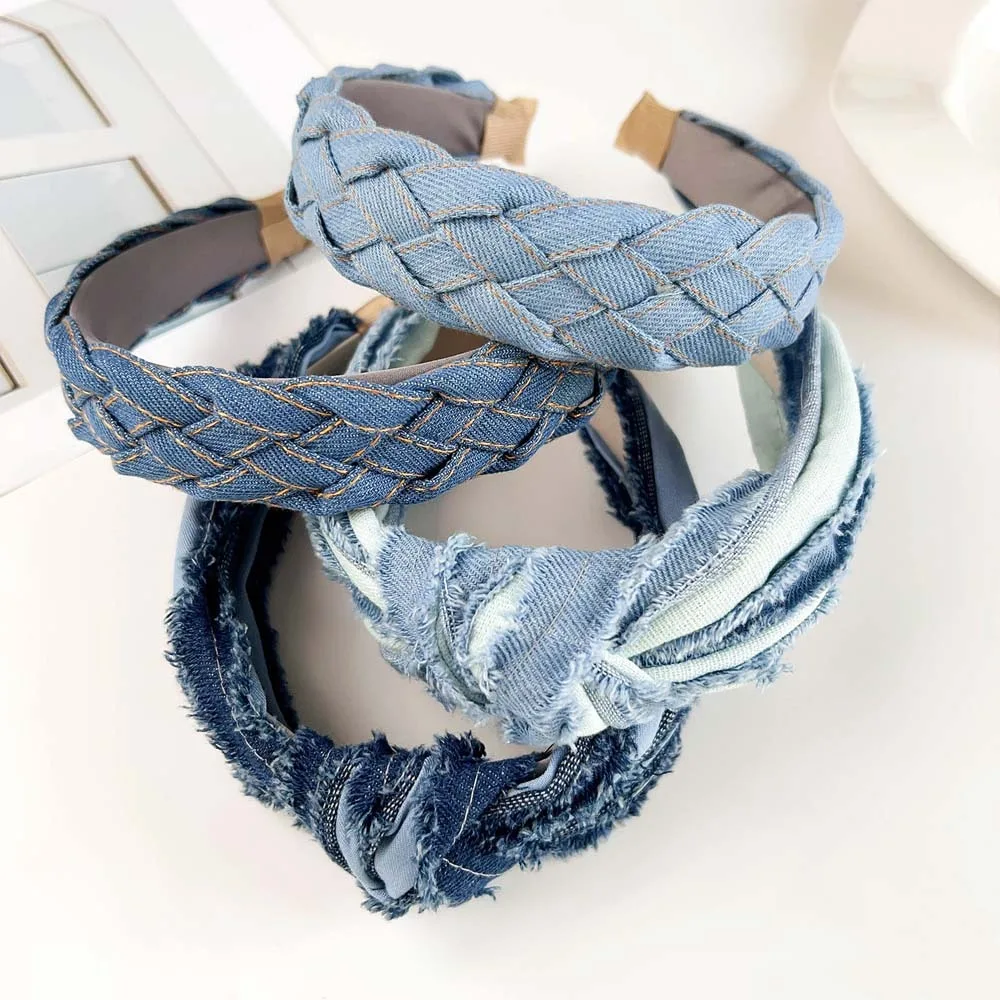 Denim Cloth Cowboy Headband Korean Style Headdress Cowboy Hair Hoop Headwear Hair Accessories Cowboy Hair Bands Party