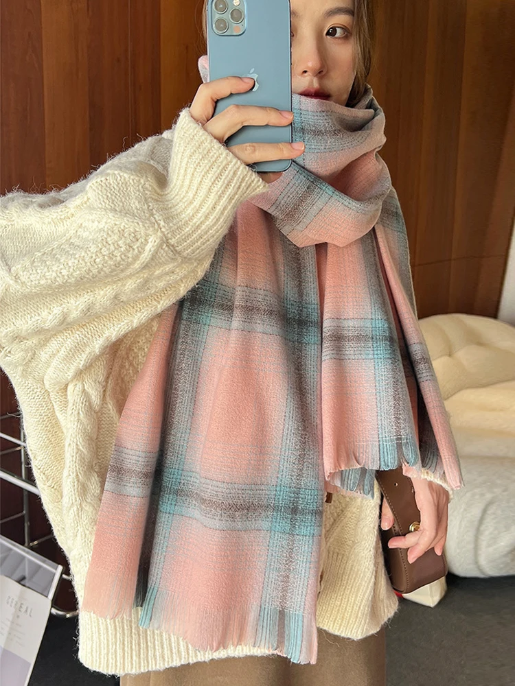 

Imitation Cashmere Women Winter Scarf Ladies Preppy Style Plaid Scarve Pashmina Mujer Foulard Bufanda Echarpe Chales Wrap Shawl