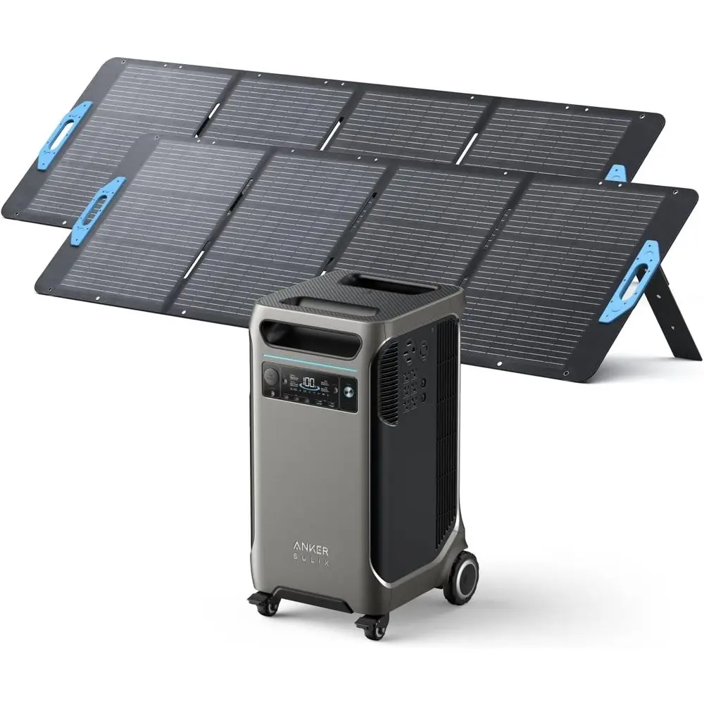 

SOLIX 3800 Portable Power Station with 2× 200W r Panels, 3,840Wh LiePO4 Battery, 120V/240V 6,000W AC Output, r Generator or Home