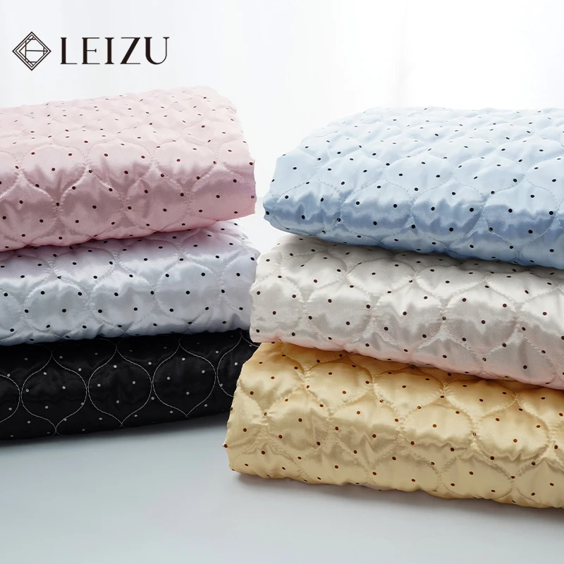 Polka Dot Silk Satin Quilted Cotton Fabric Thickened Warm for Autumn Winter Coat,Vest,Cotton-padded Jacket Clothing DIY Fabrics