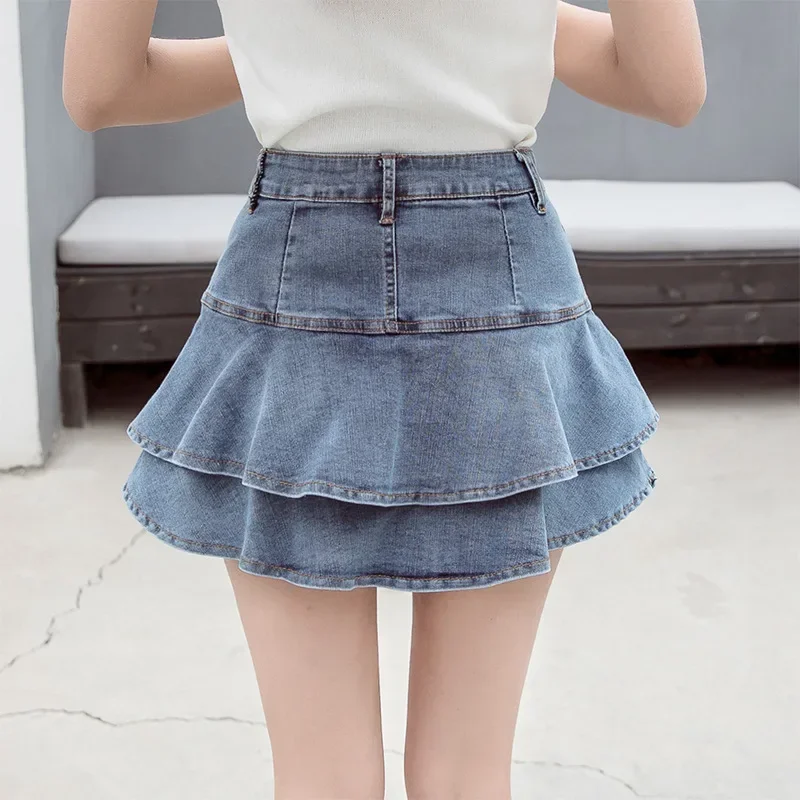 Denim Shorts Skirt Women Summer 2025 New Streetwear Ladies Short Skirts Jeans Casual All Match Elastic Ball Gown