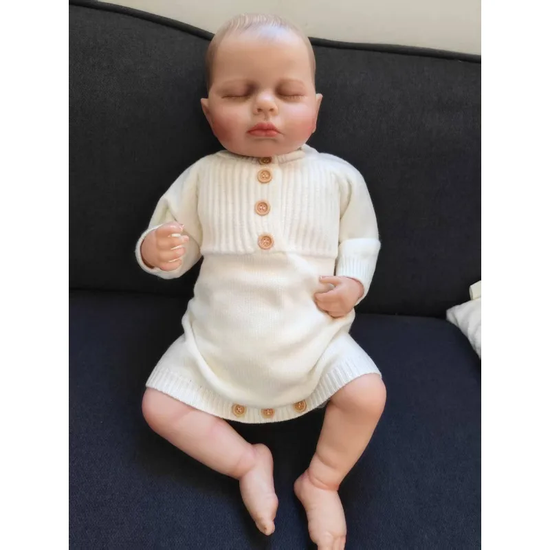 

49cm Cotton Body / Full Vinyl Body Reborn Baby Doll Loulou 3D Skin Painted Hair Visible Veins Chrismtas Gift