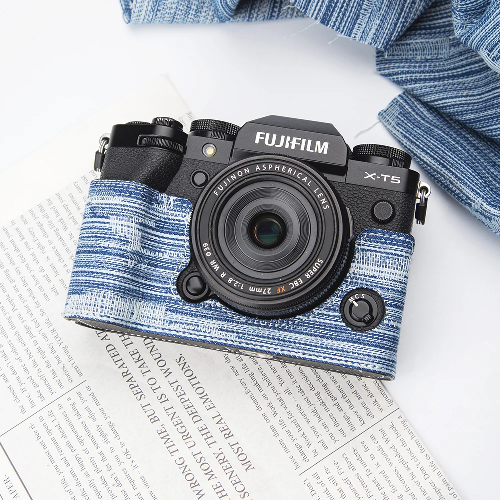 

XT5 Case Half Bag Denim Xhalf Protective Case Handmade X-T5 Camera Bag for Fuji Xhalf X100VI X-T5 XT5 Case X100VI Camera Bag Box