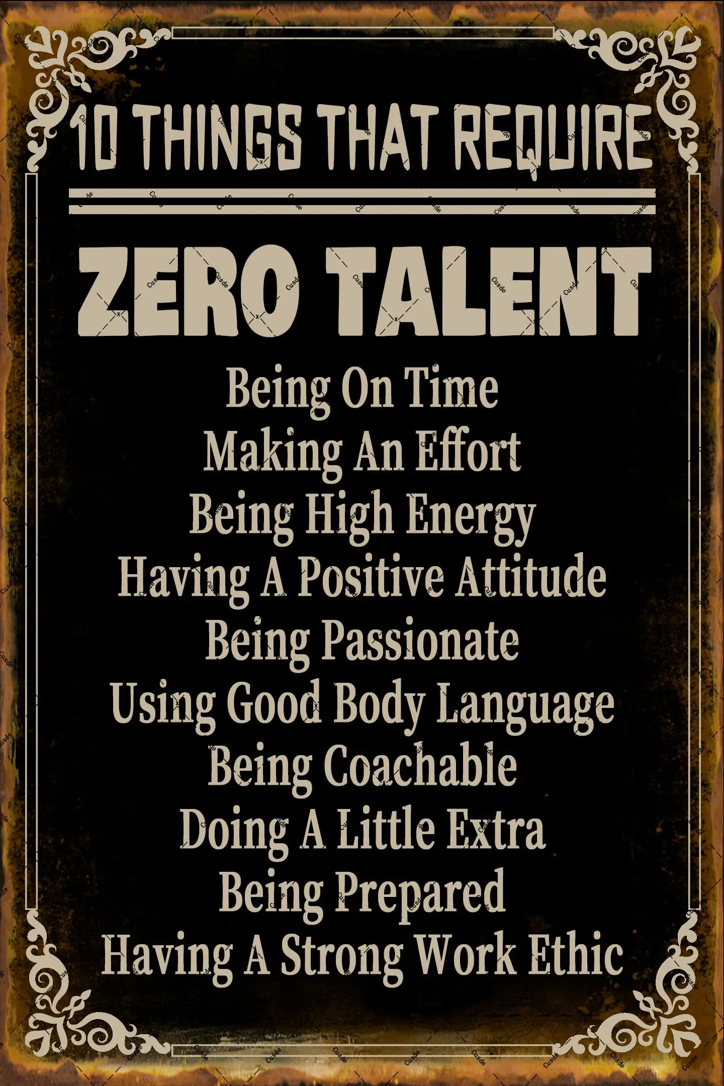 Cusde Inspirational Metal Tin Sign 10 Things That Require Zero Talent Motivational Quotes Wall Art Retro Decor Positive Posters