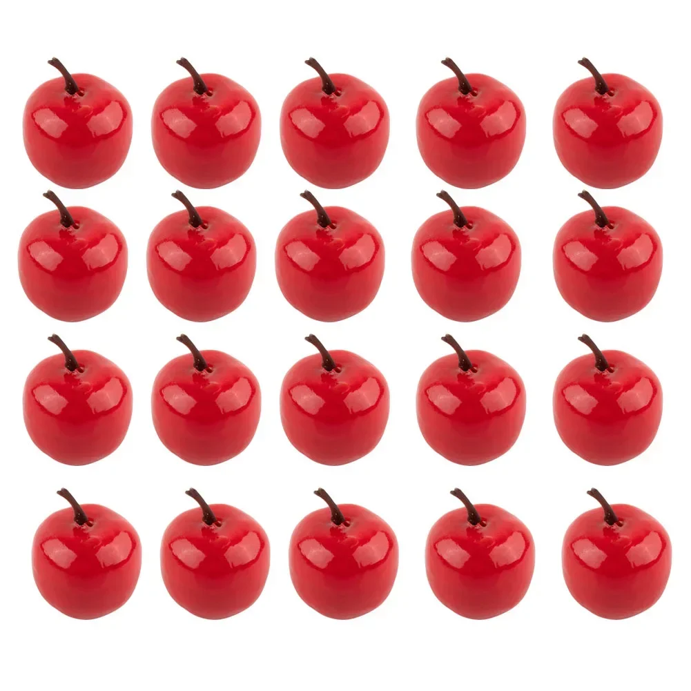 20pcs Artificial Apples Simulation Fruits Plastic Green Red Apples For Home Decor Kitchen Tabletop Decoration Photo Props