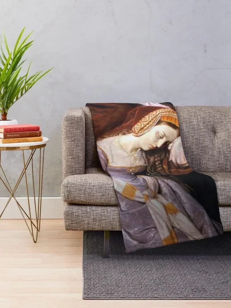 Anne Boleyn in the Tower by Edouard Cibot | The six Throw Blanket Warm Sofas Blankets