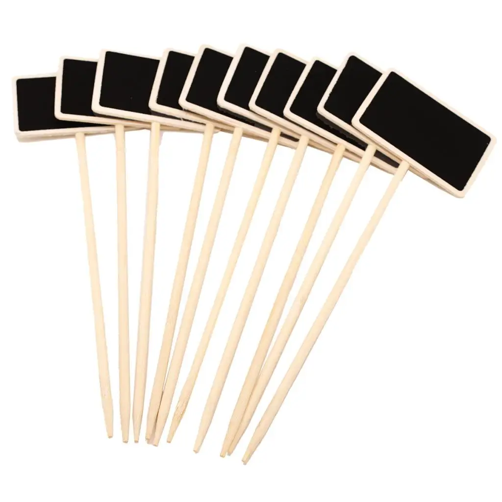 10pcs Wooden Blackboard Chalkboard Plant Stick Price Tags Message Note Board Sticks Chalks