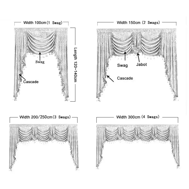 Gold Color European Royal Luxury Valance Curtains for Living Dining Room Bedroom Window Curtains Custom Home Decor