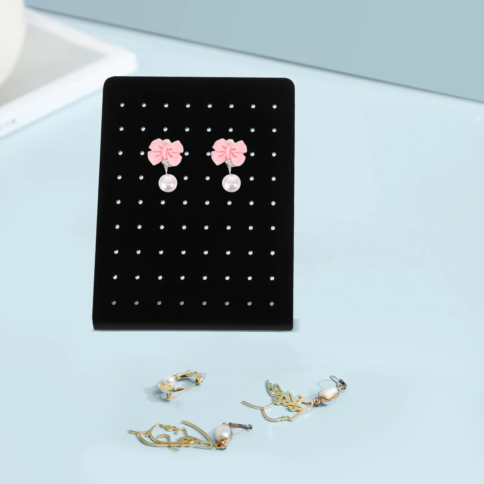 

6Pcs Earring Holder L-Style Multi Hole Clear Ear Studs Organizer Stand Jewelry Storage Rack Desktop Display Stand for Earrings