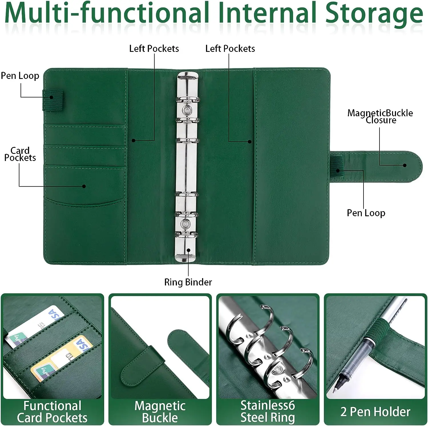 A6 budget binder with binder pocket, budget table and labels for budget organization, cash envelope system to save money