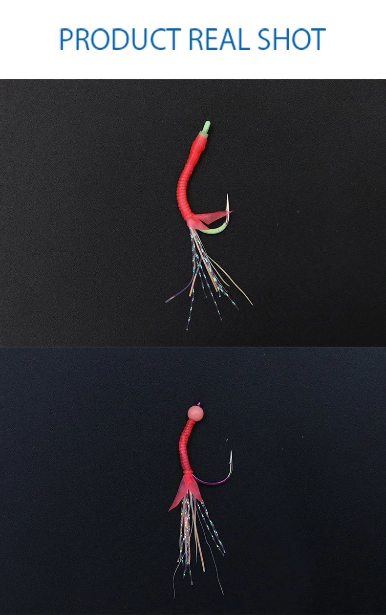 ZYZHE 14 Stück/Beutel Angel-Sabiki-Rigs mit Assist-Haken, leuchtende Fliegenhaken, Surf-Angelköder-Rigs, Assist-Haken für Süßwasserfischen – Detail 11