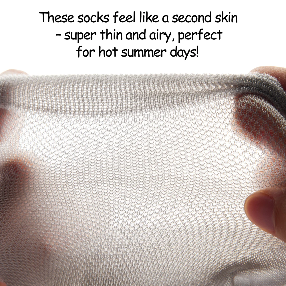 Herren-Socken aus Maulbeerseide und Modalmischung in der Mitte der Wade – atmungsaktives Sommer-Mesh, antibakterielle, geruchshemmende, dünne schwarze Business-Socken – Detail 7