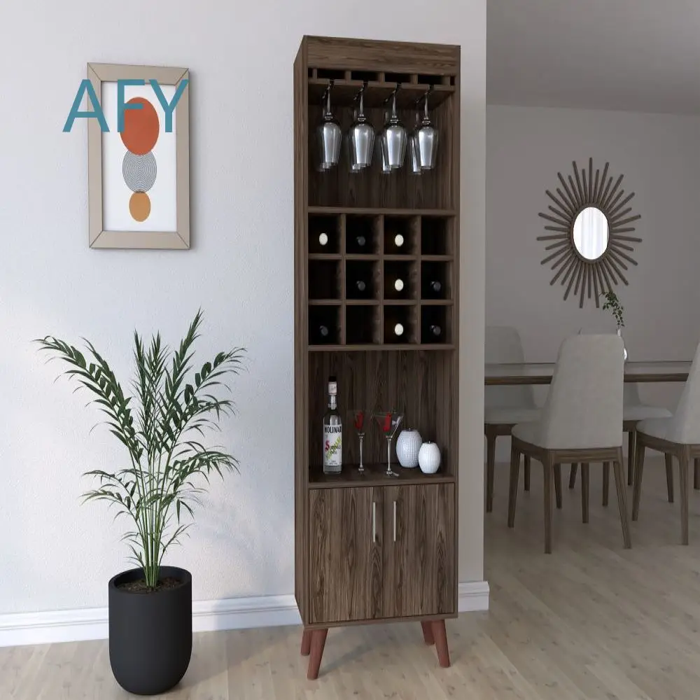 Dark Walnut Finish Twelve Bottle Wine Cubbie Rack for Home Bar Cabinet Storage Organizer for Kitchen Living Room for Wine