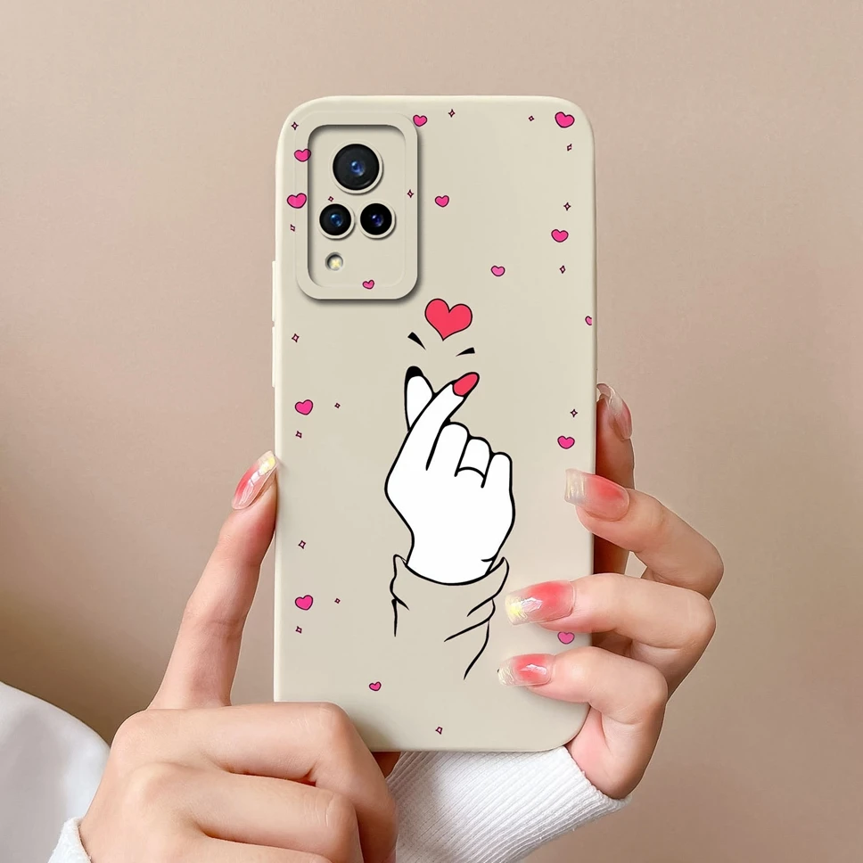 For Vivo V21 4G 5G Case Lovely Pretty Flower Dinosaur Smooth Liquid Silicone Phone Cover For VivoV21 Vivo V 21 4G 5G Funda Capa