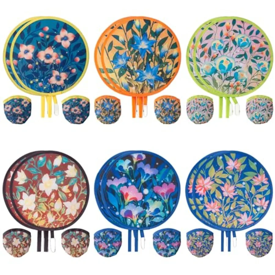 

12 PCS 9.8" Handheld Fan Foldable for Women Round Folding Fan for Cooling Summer Hand Fans for Outdoor Party Camping Wedding