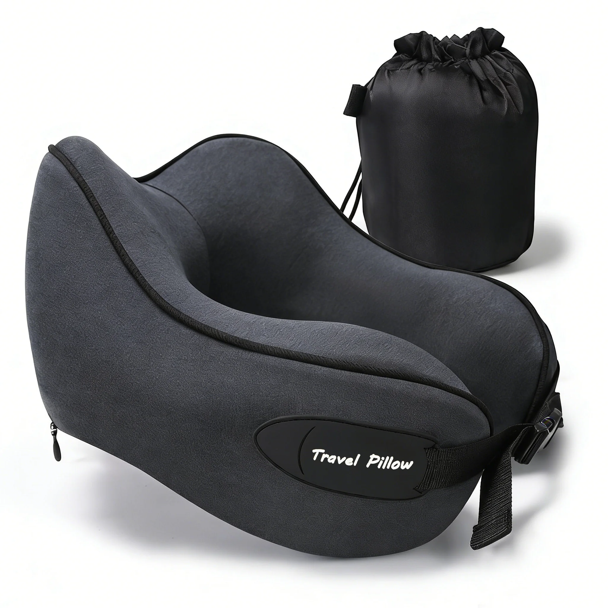 Travel Neck Pillow for Head, Neck, and Chin, Best for Long Flights, Plane Sleeping, and Car Rides, Fully Washable. Carry Bag