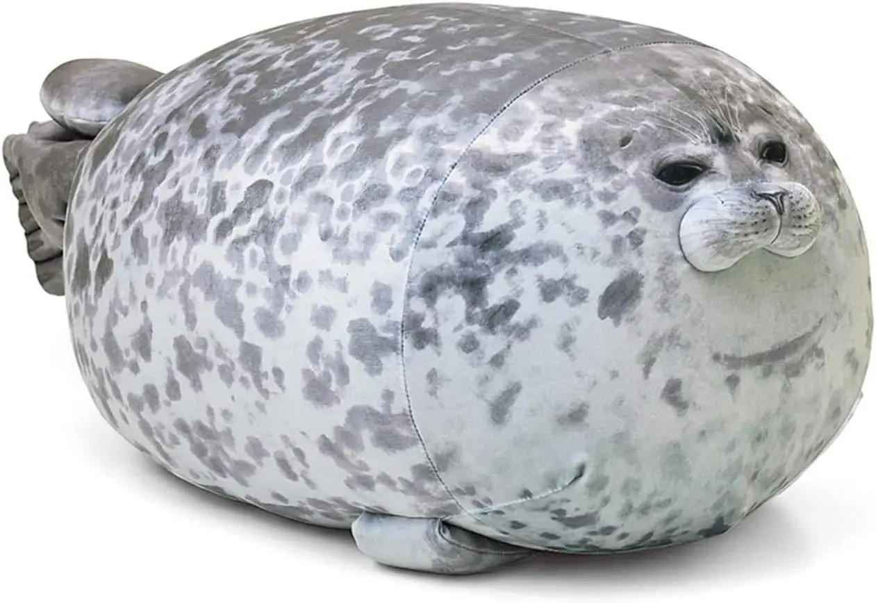 

Chubby Seal Plush Pillow, Stuffed Cotton Animal Toy Cute Ocean Small (13 in) for Comfort and Gifts
