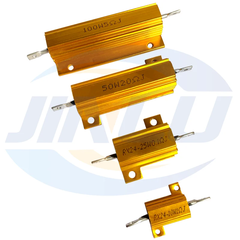 1 Uds RX24 5W 10W 25W carcasa de Metal de potencia de aluminio resistencia bobinada 0,01 ~ 30K 0,1 1 2 3 4 5 6 8 10 20 25 100 150 1K 10K ohm