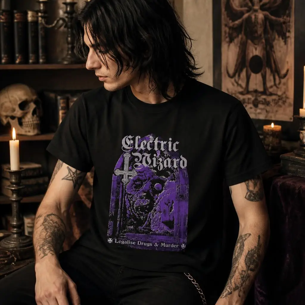 Electric Wizards Legalise it Men Retro T Shirt 100% Cotton Clothing Fun Short Sleeve Tee Gift T-Shirts