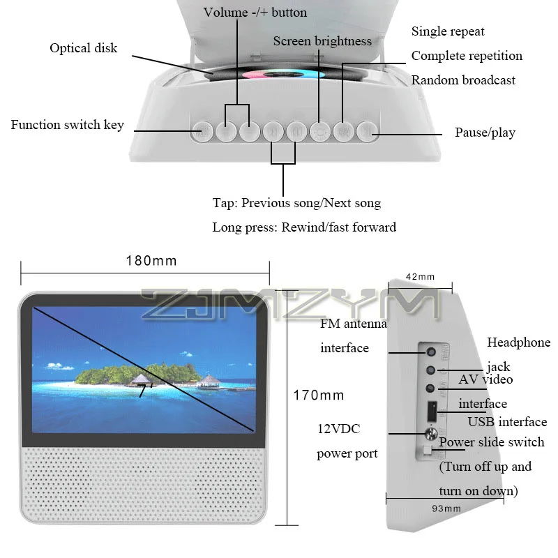 7-Inch DVD Player VCD Portable  Player Bluetooth USB Drive Players Discdream Dvd Player With High Definition Screen 플레이어