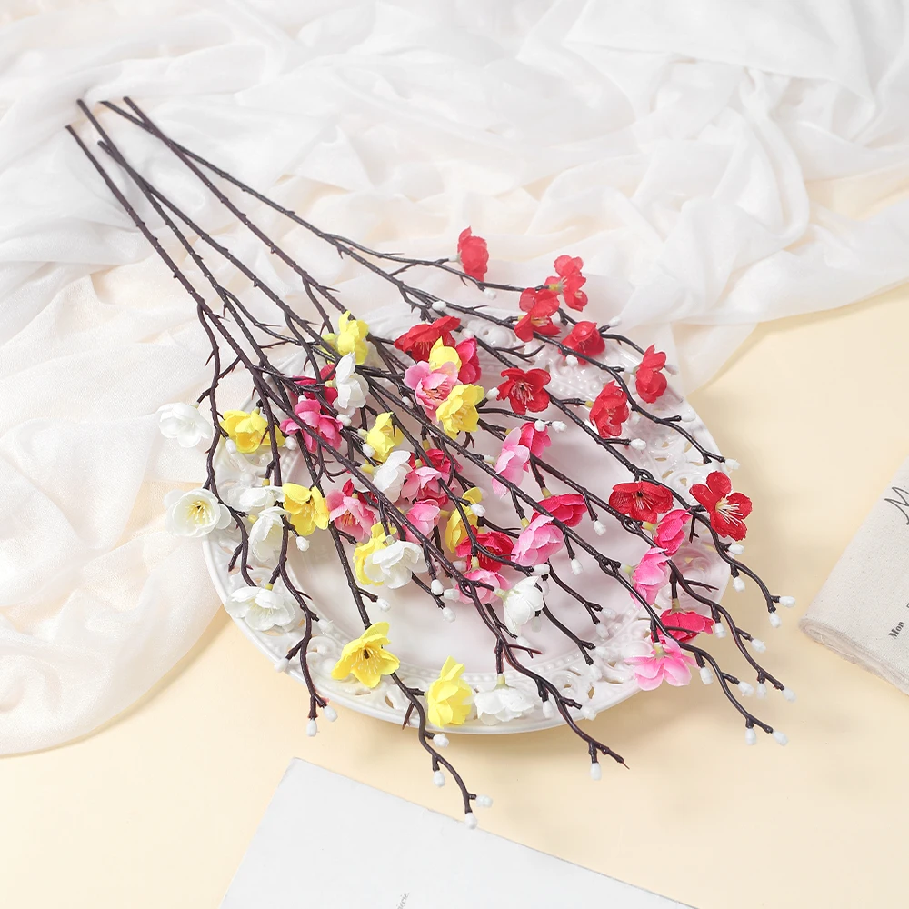 Bouquet de fleurs artificielles de prunier, 53CM, fausses fleurs pour décoration de maison, jardin, mariage, accessoires de Vase de Table, 1/2 pièces