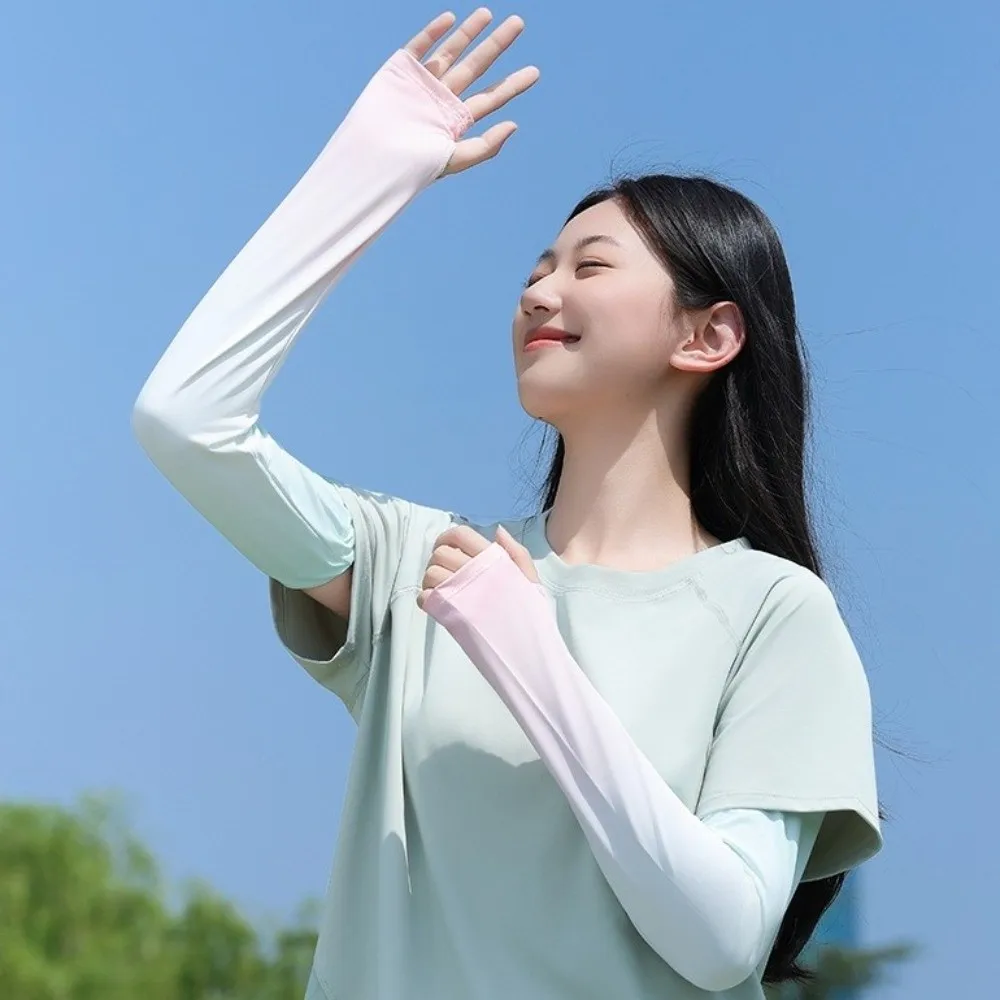 

Солнцезащитные рукава из ледяного шелка с градиентным эффектом, расклешенные, для велоспорта, женские