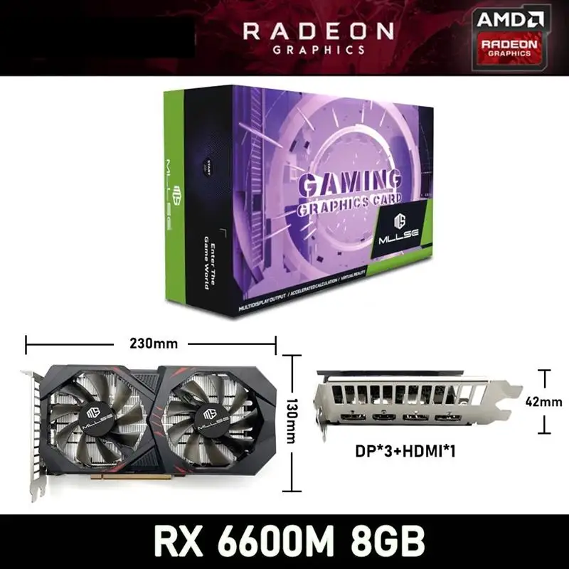 Top AMD Radeon RX 6600M 8GB Placa De Video Game Graphics Card GDDR6 128Bit 7nm Video Card Support Desktop GPU Brazil