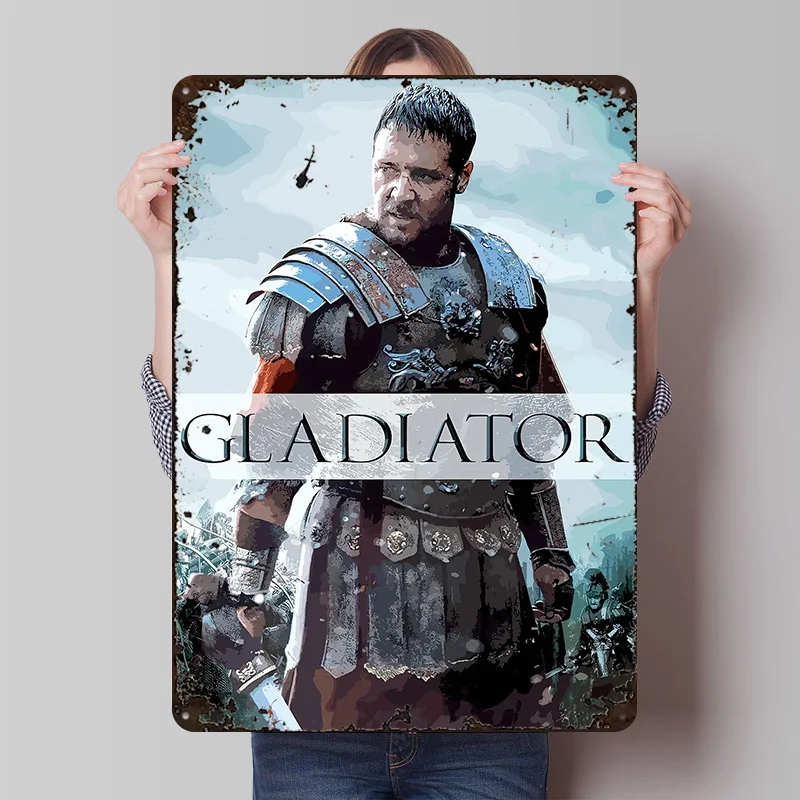 Gladiator Poster Customized Wall Art Vintage Metal Signs Retro Tin Plaque for Man Cave Decoration Home Decorations House Decor