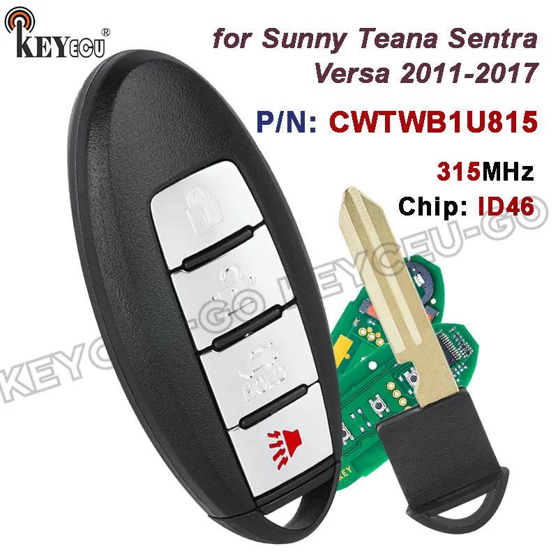 

KEYECU CWTWB1U815 TWB1U815 315 МГц ID46 чип без ключа умный дистанционный брелок для Nissan Sunny Teana Sylphy Sentra Versa 2011-2017