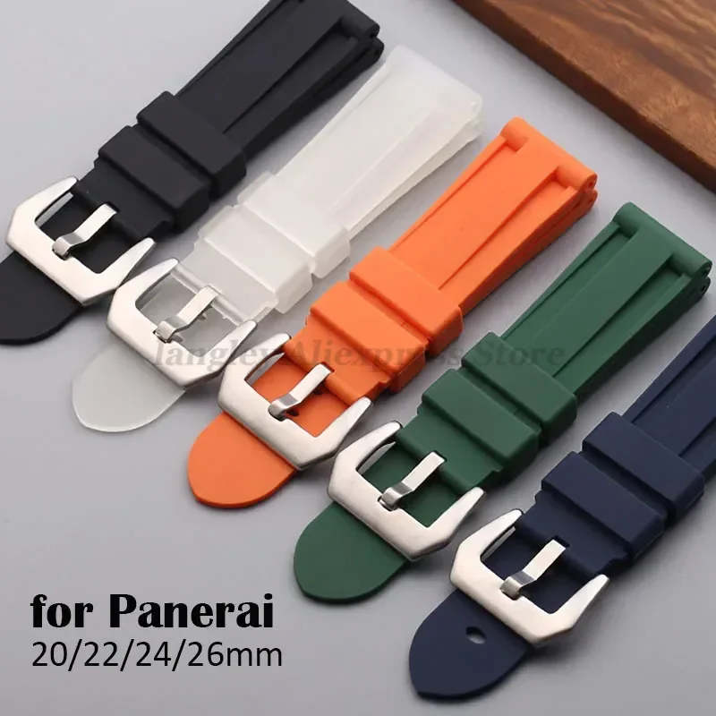 Rubber Watch Band 20mm 22mm 24mm 26mm for Panerai Strap Silicone Bracelet for Omega Mens Women Sport Band Replacement Wrist Band