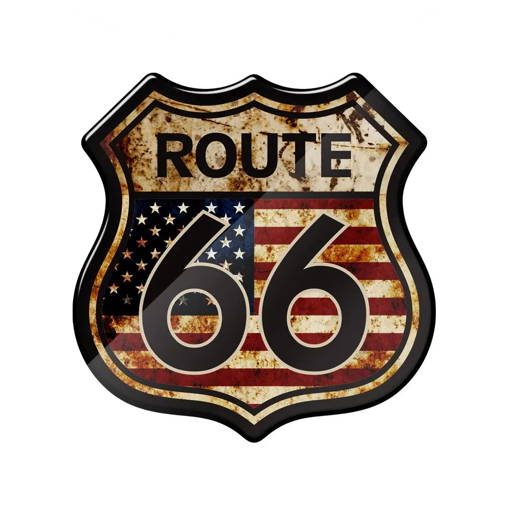 Stiker sepeda motor 3D Amerika AS rute bersejarah 66 stiker cocok untuk Harley Touring Electra Glide Ultra Road King