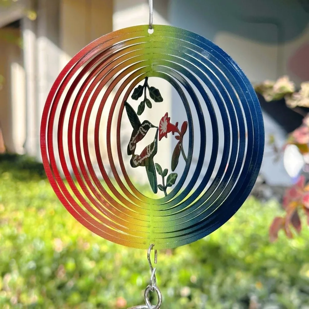 Campana de viento 3D con mandala, flor, corazón, colgante giratorio, copo de nieve, pájaros, el árbol de la vida, girador de viento, adorno para balcón