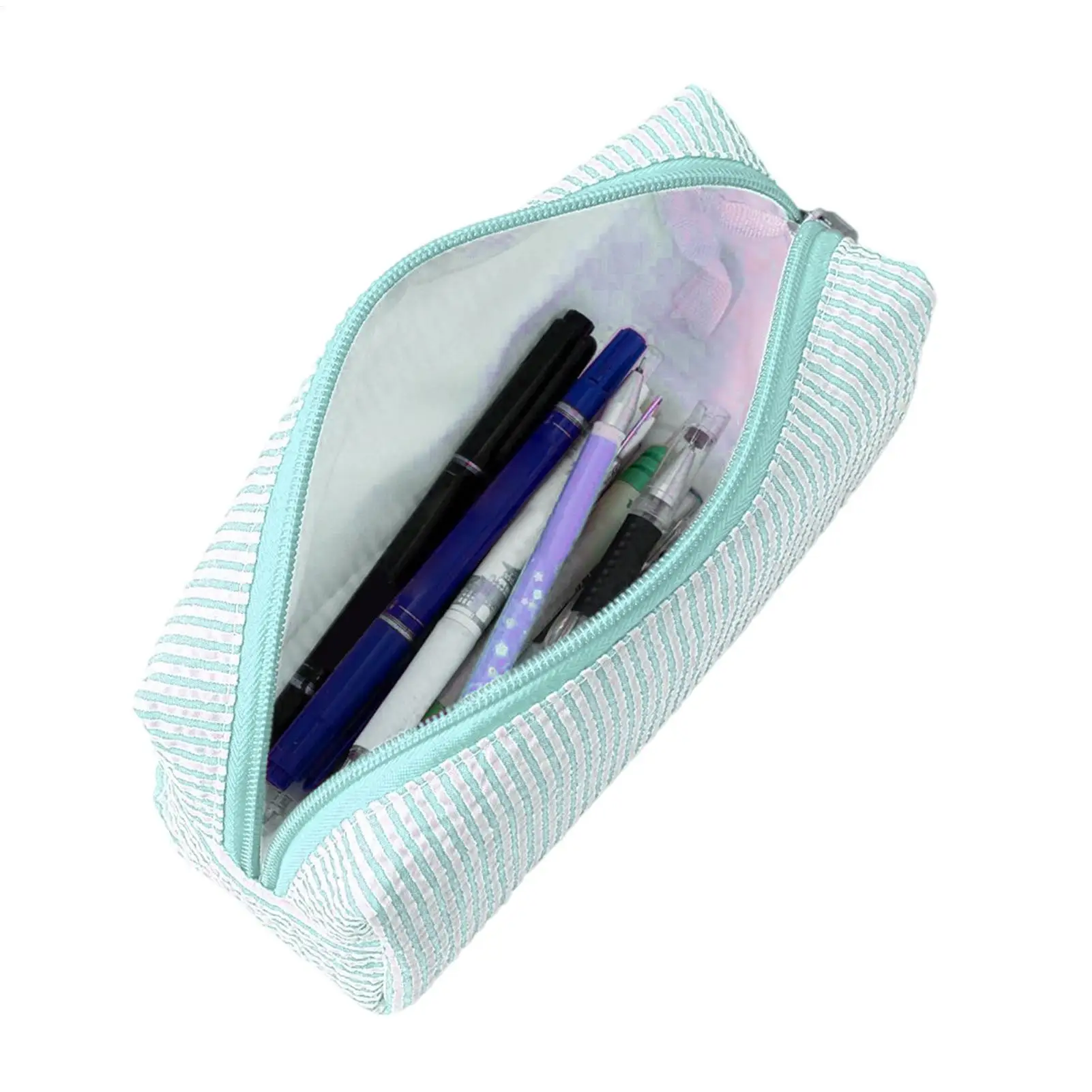 Embroidered Pencil Case Organizer Portable Zipper Brushes Cute Travel Cosmetic Storage Holder Makeup Bag