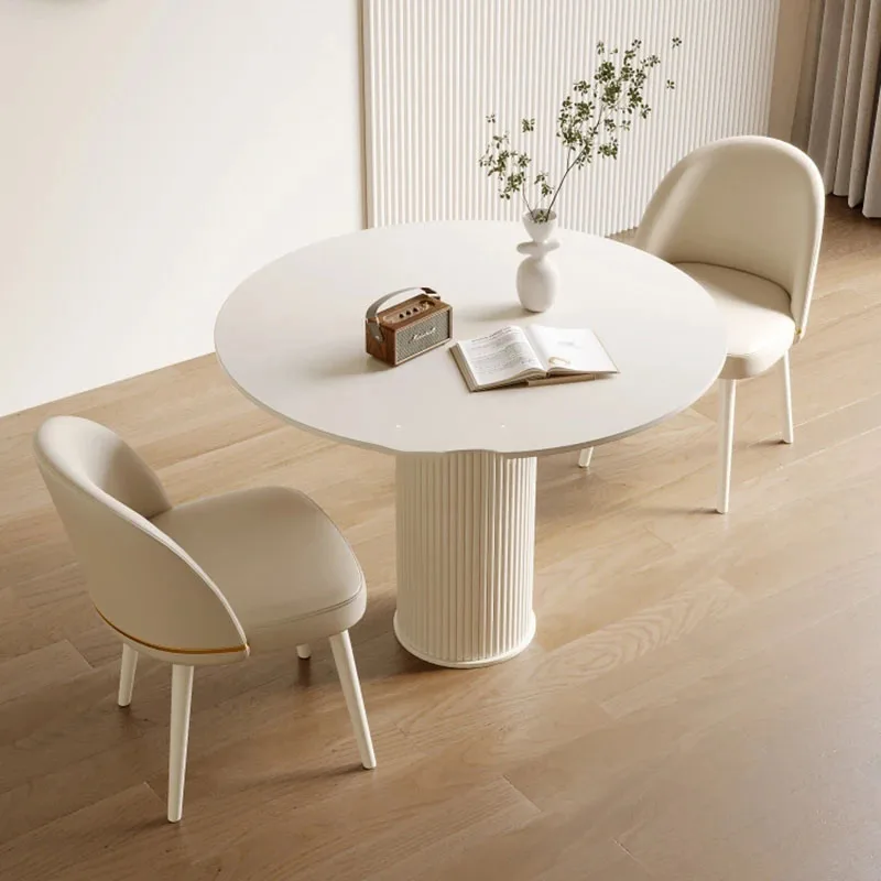 

White Round Dining Table Office Living Room Groceries Nordic Coffee Tables Waterproof Kitchen Mesas Jantar Room Furniture