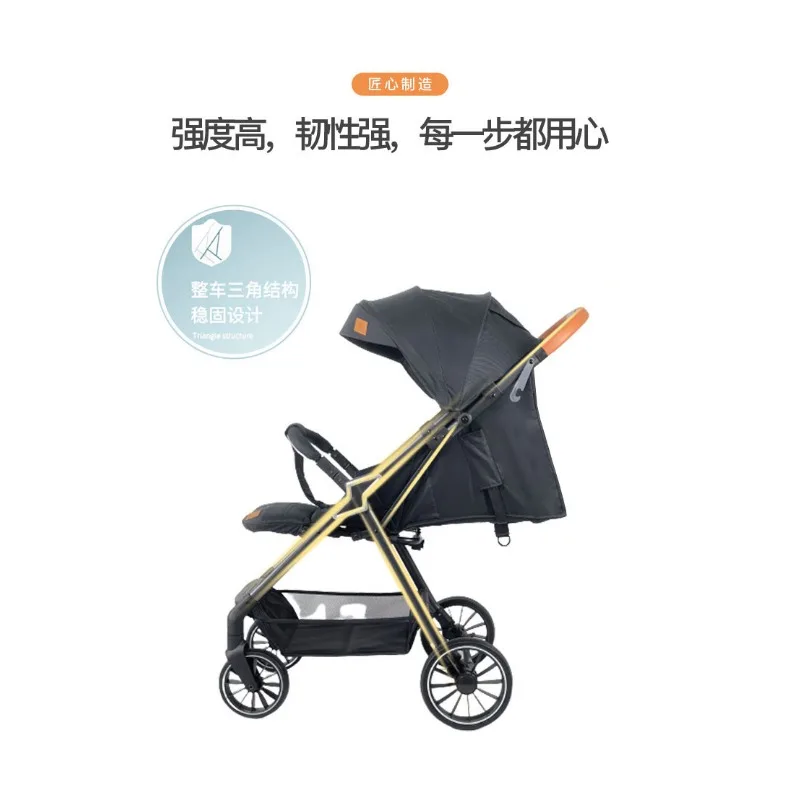 Baby slide artifact baby carriage can sit and lie down, light one piece folding portable child baby walking child hand push