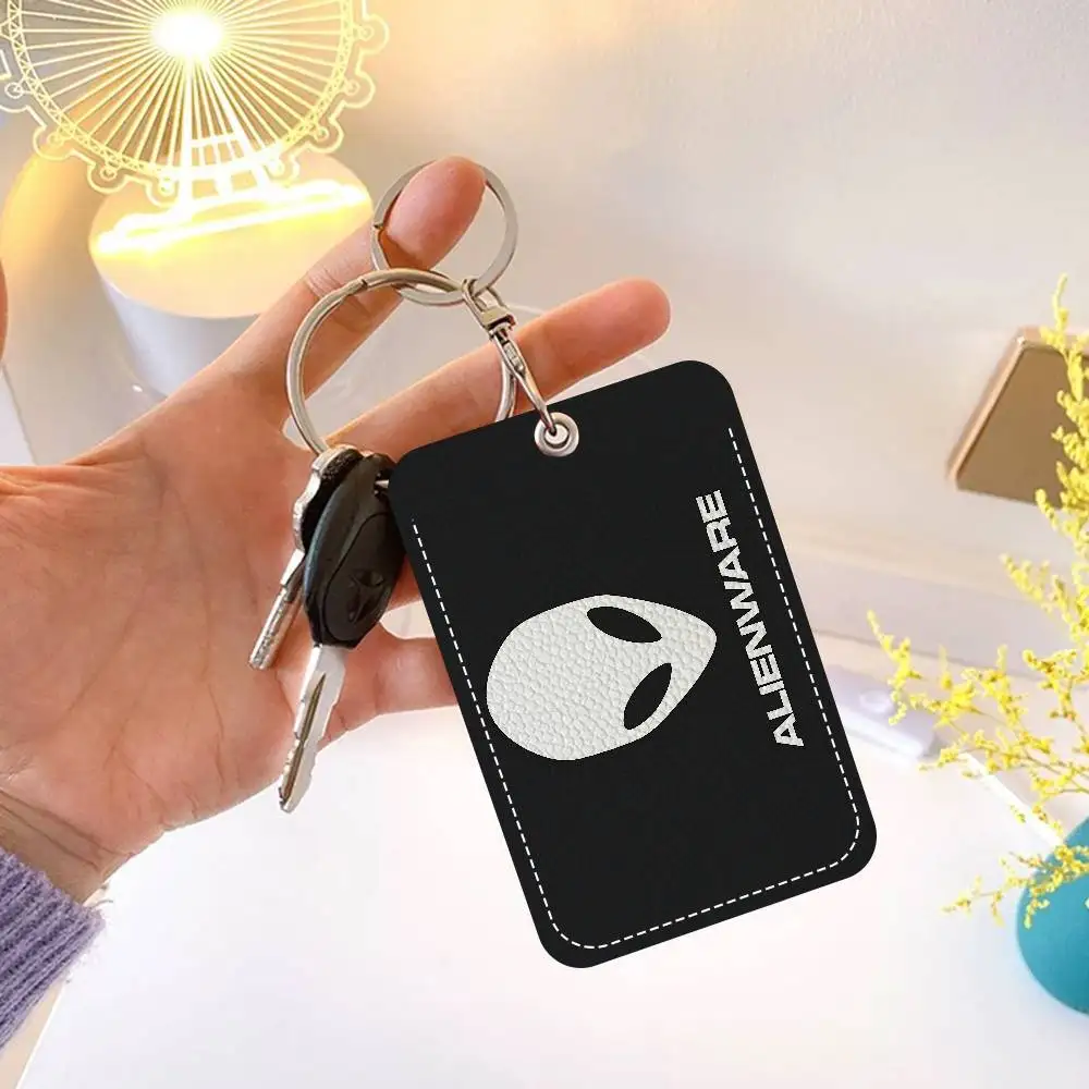 حامل بطاقة الوصول من D-Dellse A-AlienwareS Animation PC Gaming Style PU مع سلسلة مفاتيح - حماية تنفيذية لبطاقة البنك والمترو الأنفاق