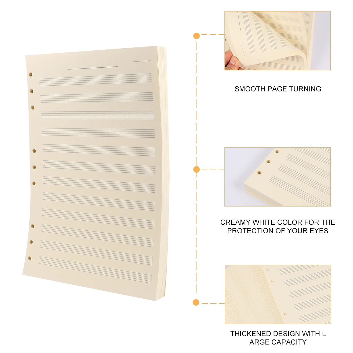 

100 Sheets Five- Manuscript Paper Notebook Refill White 2mm Line Spacing Smooth Writing Easy Erase No Break