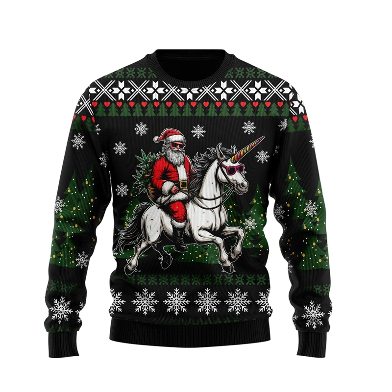 Fashion Unicorn Ugly Christmas Sweater Trend Men Women 3D Printed Xmas Sweatshirt Casual Streetwear Oversized Pullover Tracksuit