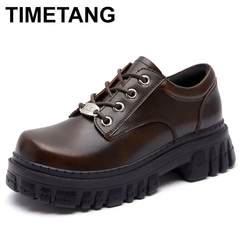 Lace Up Platform Oxford Loafers Casual Boat Shoes Lolita Japanese Black Vintage Shoes for School Metal Decoration