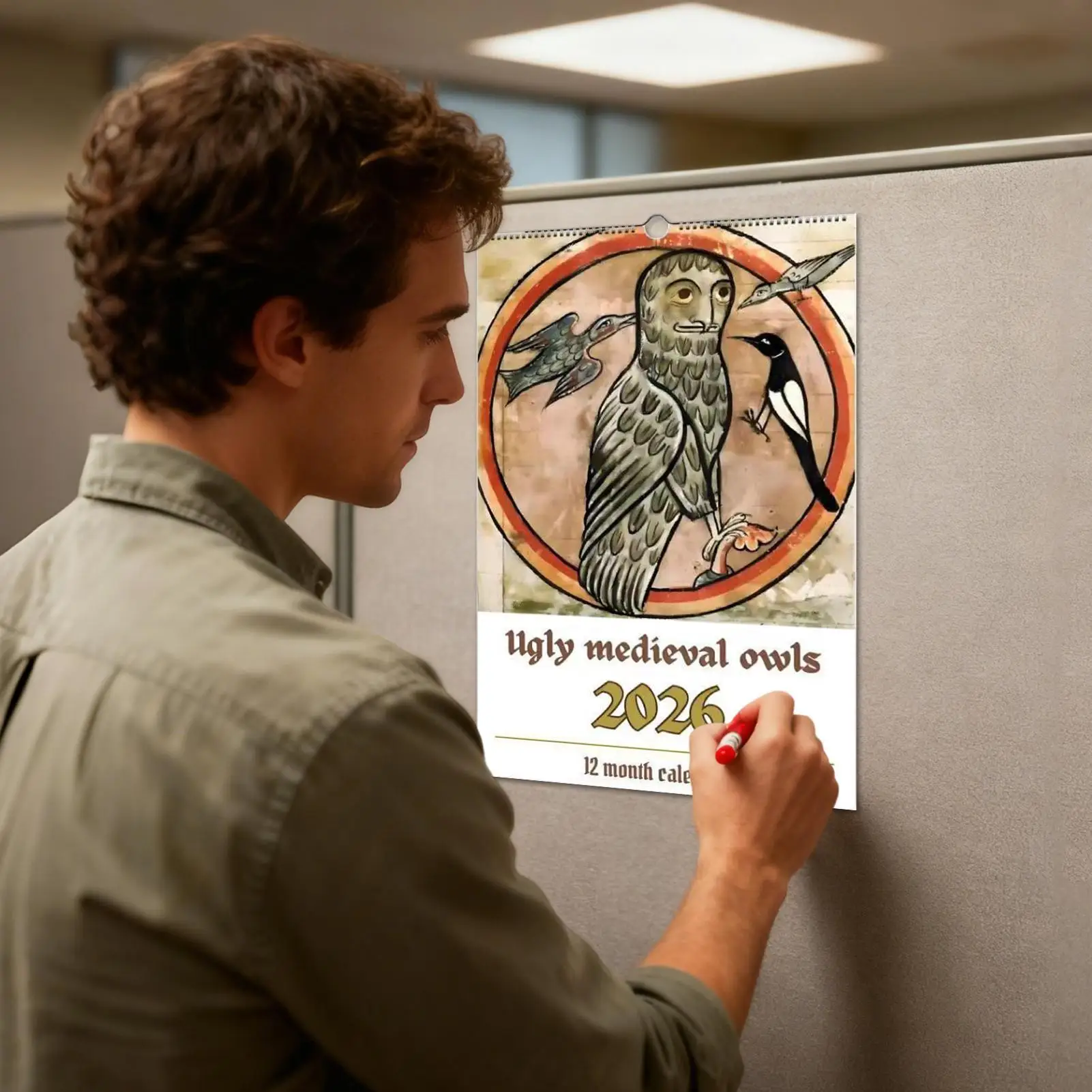 2026 تقويم البوم القرون الوسطى جدول مخطط تقاويم الحائط الشهرية للأصدقاء الأسرة غرفة المعيشة شقة الدراسة #4