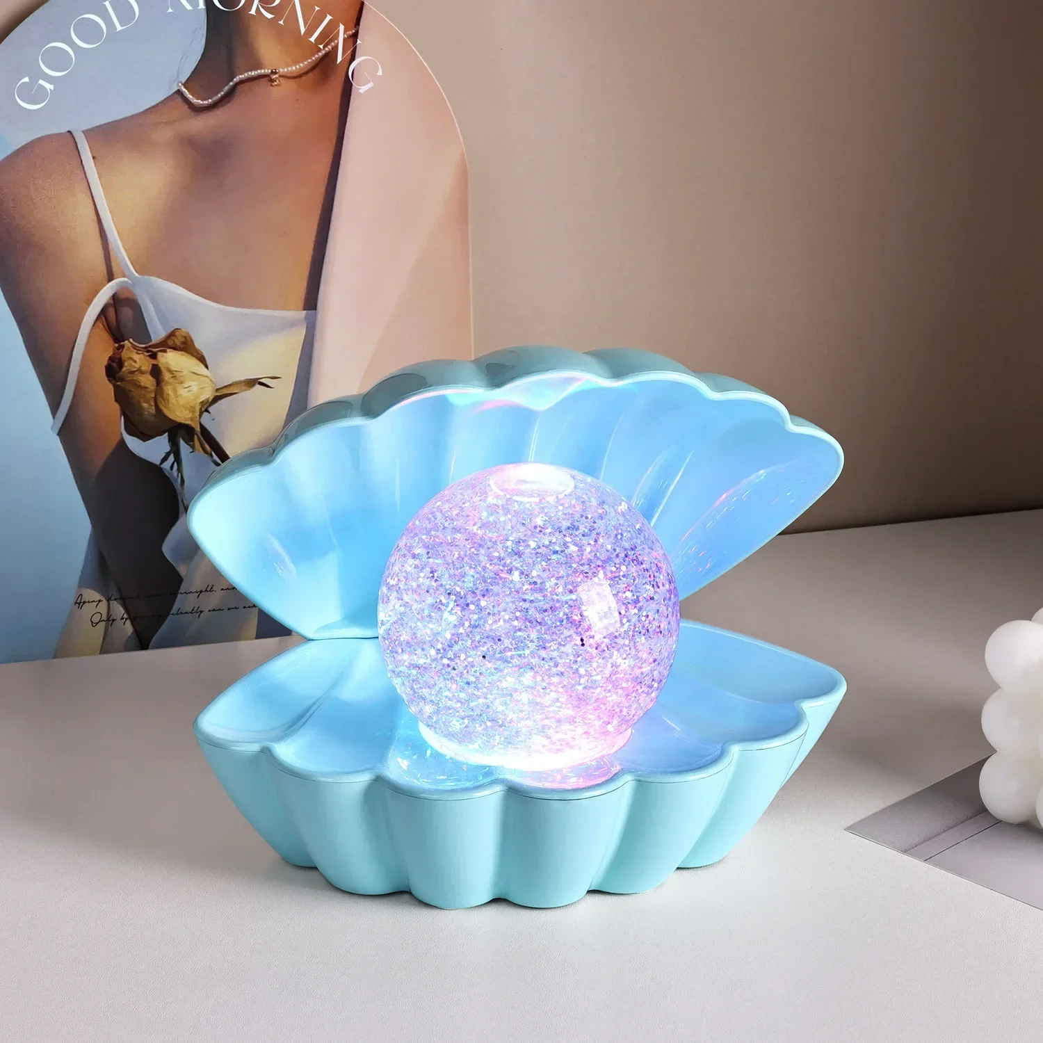 Unique Seashell Night Light - LED Bedside Lamp for Bedroom