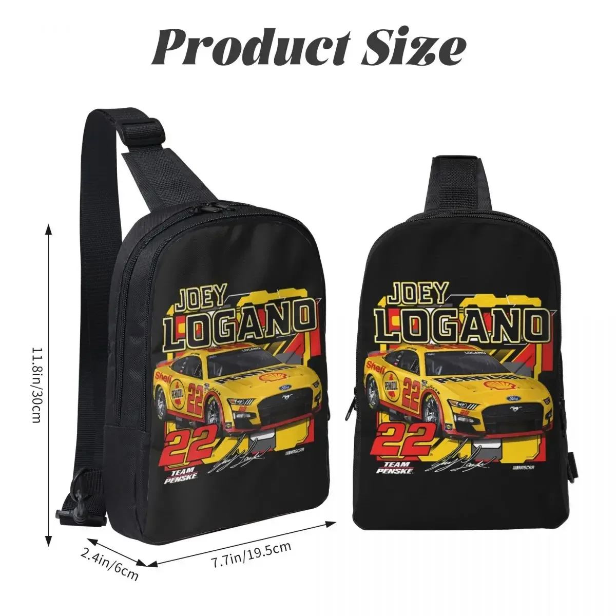 حقيبة ظهر Joey Logano 22 Crossbody Sling حقيبة كتف بحمالة صدر قابلة للتعديل للسفر والمشي لمسافات طويلة في الهواء الطلق للنساء والرجال