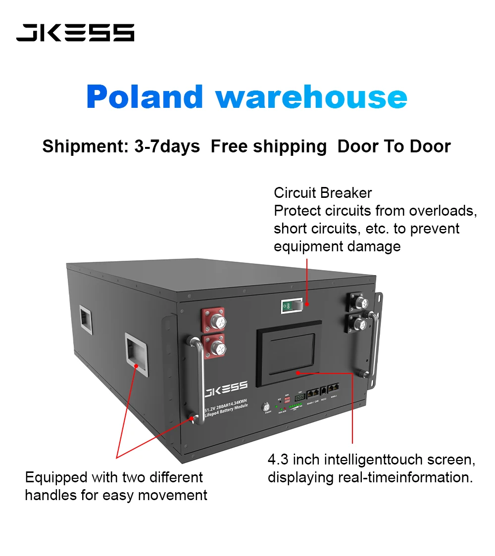 Zestaw baterii JKESS 16S 48V LiFePo4 DIY Pusty Zestaw Skrzyni 51.2V 314AH 16KWH System Magazynowania Energii JKBMS z RS485 RS232 CAN LCD — zdjęcie produktu 3